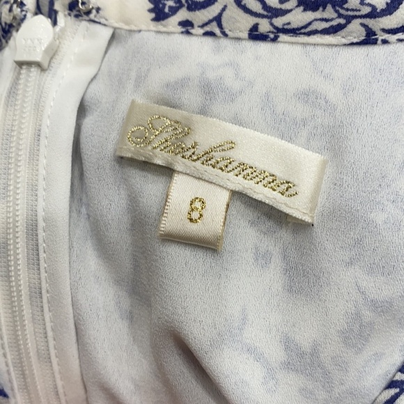 Anthropologie / shoshanna sky country silk dress in blue floral color block - Picture 2 of 6